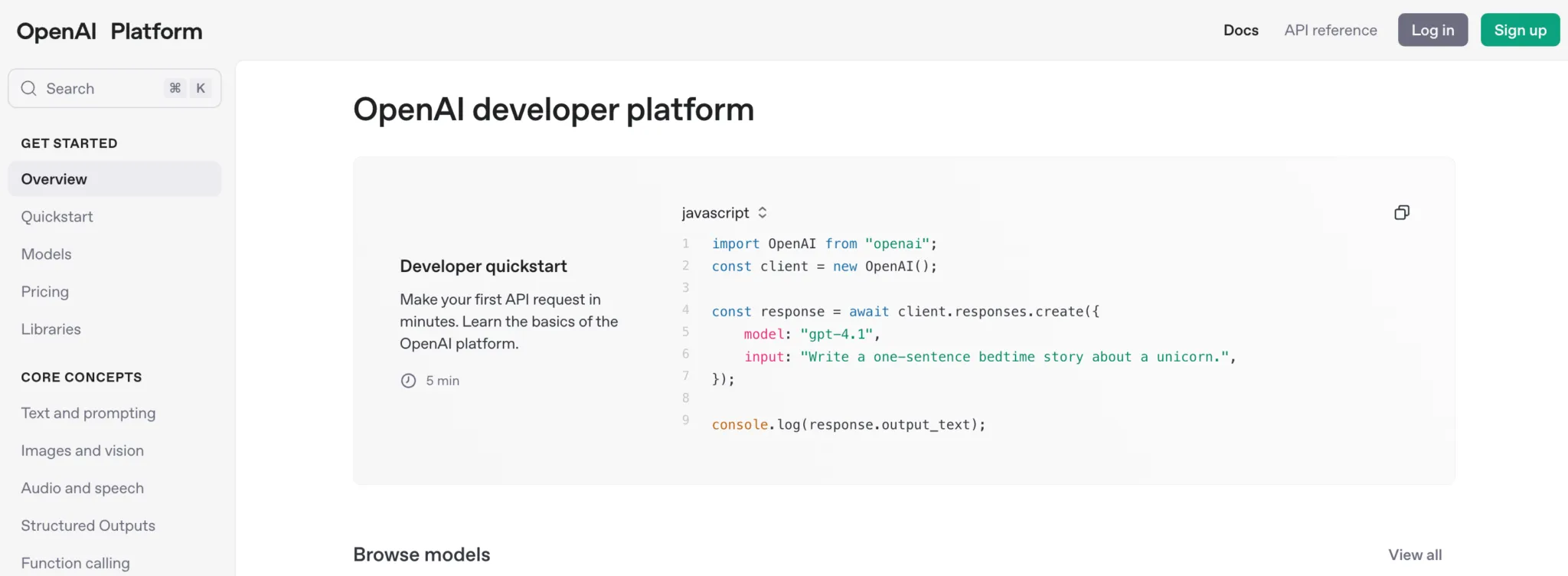 OpenAI platform dashboard